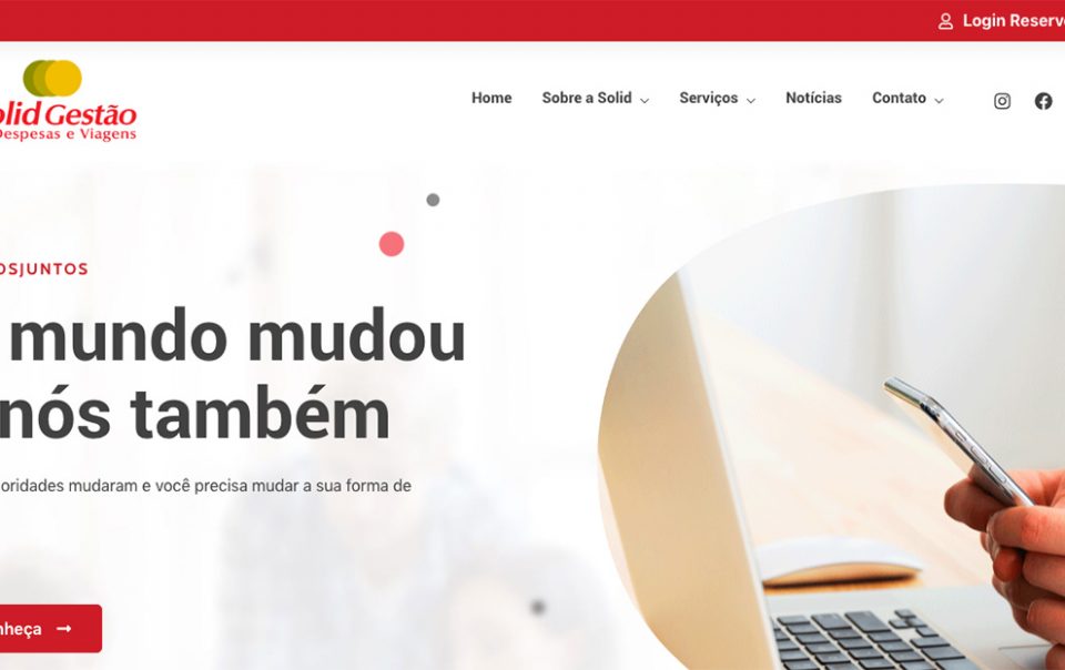 Novo site da Solid Gestão de Despesas e Viagens